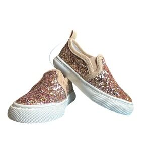 Cat & Jack Madigan Gold Glitter Slip-On Madigan Sneakers Toddler Girl Size 5 NWB